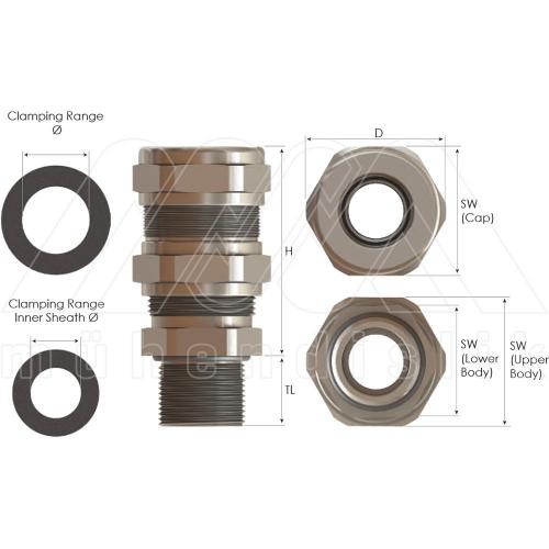 EX-PROOF CABLE GLANDS FOR ARMOURED CABLE (BIMED)